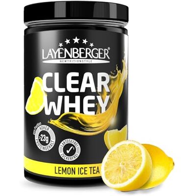Layenberger CLEAR WHEY Protein Pulver zum Anrühren, klarlösliches Molkeneiweißisolat für Muskelaufbau, 77% Eiweiß, 22,7% BCAA (1x 420 g) Eistee-Zitrone Layenberger CLEAR WHEY Protein Pulver zum Anrühren, klarlösliches Molkeneiweißisolat für Muskelaufbau, 77% Eiweiß, 22,7% BCAA (1x 420 g) Eistee-Zitrone