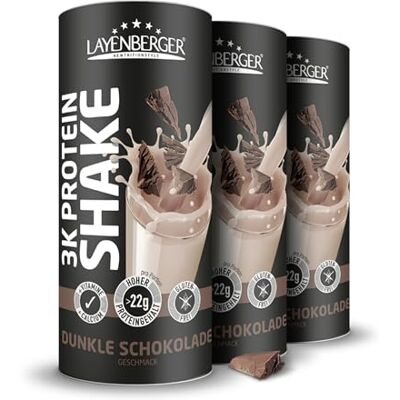 Layenberger 3K Protein Shake Dunkle Schokolade (3x360 g) 74 % Eiweiß, nur 4,3 % Kohlenhydrate, 9 g Zucker, insgesamt 1080 g Layenberger 3K Protein Shake Dunkle Schokolade (3x360 g) 74 % Eiweiß, nur 4,3 % Kohlenhydrate, 9 g Zucker, insgesamt 1080 g