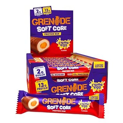 Grenade Limited Edition Creme Egg Geschmack Soft Core Proteinriegel – Hoher Proteingehalt, niedriger Zuckergehalt, 18 x 45 g Grenade Limited Edition Creme Egg Geschmack Soft Core Proteinriegel – Hoher Proteingehalt, niedriger Zuckergehalt, 18 x 45 g