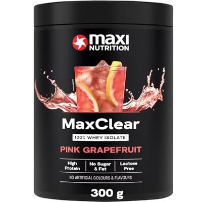 MaxiNutrition MaxClear Pink Grapefruit, Clear Protein, 300 g, 80% Eiweiß, Zero, zuckerfrei, zur Anmischung eines erfrischenden Whey Isolat Protein Eistee, ohne künstliche Aromen MaxiNutrition MaxClear Pink Grapefruit, Clear Protein, 300 g, 80% Eiweiß, Zero, zuckerfrei, zur Anmischung eines erfrischenden Whey Isolat Protein Eistee, ohne künstliche Aromen