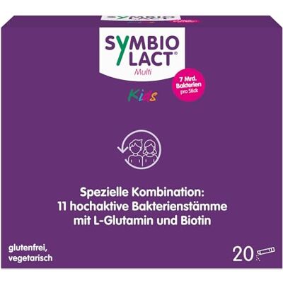 SYMBIOPHARM SymbioLact Multi Kids für Kinder & Jugendliche während & nach der Einnahme von Antibiotika zur Unterstützung der Darmflora mit Milchsäurebakterien, Biotin & Glutamin 7 Mrd. Bakterien 20 Sticks SYMBIOPHARM SymbioLact Multi Kids für Kinder & Jugendliche während & nach der Einnahme von Antibiotika zur Unterstützung der Darmflora mit Milchsäurebakterien, Biotin & Glutamin 7 Mrd. Bakterien 20 Sticks