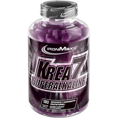 IronMaxx Krea7 Superalkaline Kreatin Tabletten 180 Stk. 1590mg Kreatin pro Tablette, Mit hochdosierter 7-Komponenten-Formel, Kreatin vegan & zuckerfrei IronMaxx Krea7 Superalkaline Kreatin Tabletten 180 Stk. 1590mg Kreatin pro Tablette, Mit hochdosierter 7-Komponenten-Formel, Kreatin vegan & zuckerfrei