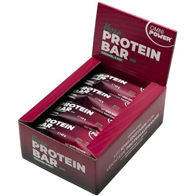 OMNi POWER PROTEIN BAR Caramel & Nut Riegel 12 g Eiweiß 27% High Protein Riegel Ohne Süßstoffe und künstliche Zusätze High in Fiber Vegan Glutenfrei 12 x 45 g OMNi POWER PROTEIN BAR Caramel & Nut Riegel 12 g Eiweiß 27% High Protein Riegel Ohne Süßstoffe und künstliche Zusätze High in Fiber Vegan Glutenfrei 12 x 45 g