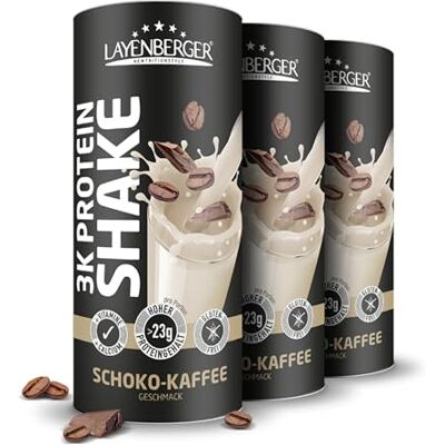 Layenberger 3K Protein Shake 75% Eiweiß und nur 4,5% Kohlenhydrate bei 6,8 g Zucker, (3x 360 g) Schoko-Kaffee Layenberger 3K Protein Shake 75% Eiweiß und nur 4,5% Kohlenhydrate bei 6,8 g Zucker, (3x 360 g) Schoko-Kaffee