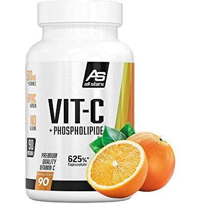 All Stars Vitamin C Kapseln hochdosiert vegan – 90 Kapseln mit 500mg hochwertigem Vitamin C plus 50mg Phospholipide für optimale Bioverfügbarkeit, 3-Monats-Vorrat All Stars Vitamin C Kapseln hochdosiert vegan – 90 Kapseln mit 500mg hochwertigem Vitamin C plus 50mg Phospholipide für optimale Bioverfügbarkeit, 3-Monats-Vorrat