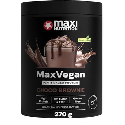 MaxiNutrition MaxVegan Protein Pulver, Choco Brownie, 270 g, 23 g Eiweiß Soja- und Ackerbohnenprotein. Zuckerfrei und fettarm,besonders cremig MaxiNutrition MaxVegan Protein Pulver, Choco Brownie, 270 g, 23 g Eiweiß Soja- und Ackerbohnenprotein. Zuckerfrei und fettarm,besonders cremig