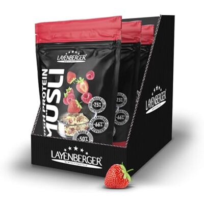 Layenberger 3K High Protein Müsli, 50% Eiweiß und 20% Kohlenhydrate 3er Pack (3x 360 g) Rote Beeren Mix Layenberger 3K High Protein Müsli, 50% Eiweiß und 20% Kohlenhydrate 3er Pack (3x 360 g) Rote Beeren Mix