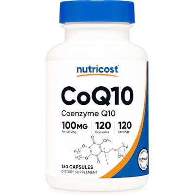 Nutricost CoQ10 100mg, 120 Vegetarian Capsules, 120 Servings High Absorption, Vegetarian, Non-GMO, Coenzyme Q10 Nutricost CoQ10 100mg, 120 Vegetarian Capsules, 120 Servings High Absorption, Vegetarian, Non-GMO, Coenzyme Q10