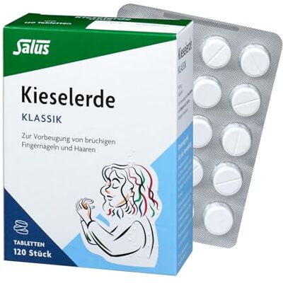 Salus Kieselerde Klassik 1x 120 Tabletten traditionelles Arzneimittel zur Vorbeugung von brüchigen Fingernägeln und Haaren 810 mg Kieselerde pro Tablette Salus Kieselerde Klassik 1x 120 Tabletten traditionelles Arzneimittel zur Vorbeugung von brüchigen Fingernägeln und Haaren 810 mg Kieselerde pro Tablette