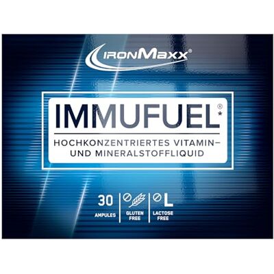 IronMaxx ImmuFuel Trinkampullen 30 x 25ml Ampullen mit wertvollem Mineralstoff- und Multivitamin Komplex, 1240mg Vitamine und 70mg Mineralstoffe pro Portion IronMaxx ImmuFuel Trinkampullen 30 x 25ml Ampullen mit wertvollem Mineralstoff- und Multivitamin Komplex, 1240mg Vitamine und 70mg Mineralstoffe pro Portion