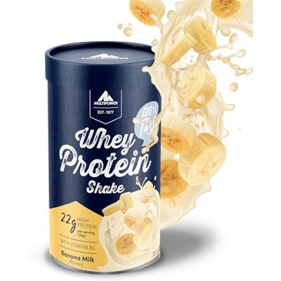 Multipower Whey Protein Shake Pulver 420g, Protein Pulver mit Banana Milk Geschmack und Vitamin B6, ideal zur Regeneration des Körpers nach dem Sport Multipower Whey Protein Shake Pulver 420g, Protein Pulver mit Banana Milk Geschmack und Vitamin B6, ideal zur Regeneration des Körpers nach dem Sport