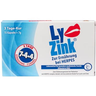 Ly Zink gegen Herpes LY ZINK, Zur Ernährung bei Herpes, Lysin + Zink, Für langanhaltende gesunde Lippen, 15 Kapseln Ly Zink gegen Herpes LY ZINK, Zur Ernährung bei Herpes, Lysin + Zink, Für langanhaltende gesunde Lippen, 15 Kapseln