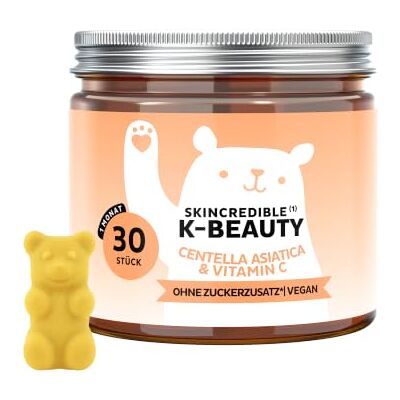 Bears with Benefits Gummibärchen K-Beauty Centella Asiatica 30 Stück Skincredible Centella Asiatica, Vitamin C, Zink, Glutathion Vorrat für 1 Monat Ohne Zuckerzusatz, Vegan Bears with Benefits Gummibärchen K-Beauty Centella Asiatica 30 Stück Skincredible Centella Asiatica, Vitamin C, Zink, Glutathion Vorrat für 1 Monat Ohne Zuckerzusatz, Vegan