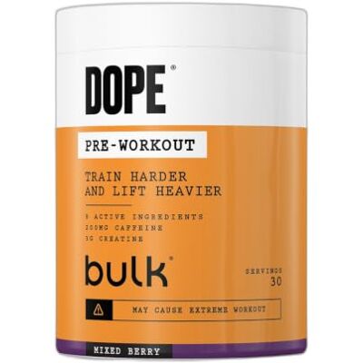 BULK POWDERS Bulk Dope Pre-Workout Powder Mixed Berry 3g Creatine per Serving 200mg Caffeine Citrulline Malate & Arginine AKG Beta-Alanine Energy, Focus & Performance 510g Supplement BULK POWDERS Bulk Dope Pre-Workout Powder Mixed Berry 3g Creatine per Serving 200mg Caffeine Citrulline Malate & Arginine AKG Beta-Alanine Energy, Focus & Performance 510g Supplement