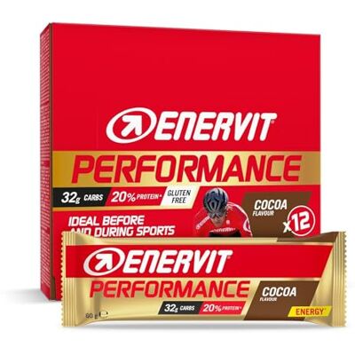 ENERVIT Performance Bar Cocoa – Energieriegel, 32 g Kohlenhydrate, 20% Protein, Kakaogeschmack, für langanhaltende Ausdaueraktivitäten, Glutenfrei, 12 Riegel à 60 g ENERVIT Performance Bar Cocoa – Energieriegel, 32 g Kohlenhydrate, 20% Protein, Kakaogeschmack, für langanhaltende Ausdaueraktivitäten, Glutenfrei, 12 Riegel à 60 g
