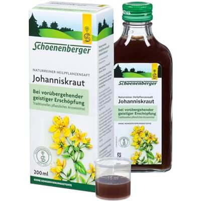 Schoenenberger Johanniskraut naturreiner Heilpflanzensaft 1x 200 ml Glasflasche natürliches Mittel zur Beruhigung und Stressreduktion freiverkäufliches Arzneimittel Schoenenberger Johanniskraut naturreiner Heilpflanzensaft 1x 200 ml Glasflasche natürliches Mittel zur Beruhigung und Stressreduktion freiverkäufliches Arzneimittel