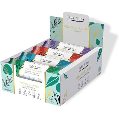 Jade & Joy Collagen Protein Riegel, 12 Riegel Auswahlbox, 15g Protein, 2,5g pflanzliches Kollagen, zuckerarm, ballaststoffreich, glutenfrei, milchfrei, 12x50g Jade & Joy Collagen Protein Riegel, 12 Riegel Auswahlbox, 15g Protein, 2,5g pflanzliches Kollagen, zuckerarm, ballaststoffreich, glutenfrei, milchfrei, 12x50g