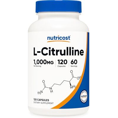 Nutricost L-Citrullin 500 mg, 120 Kapseln – Glutenfrei, gentechnikfrei Nutricost L-Citrullin 500 mg, 120 Kapseln – Glutenfrei, gentechnikfrei