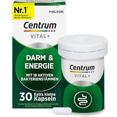 Centrum Vital+ Darm & Energie, 30 Kapseln Für Darm(2) und Vitalität(1) glutenfrei und vegan mit 4 Mrd. Bakterienkulturen & Vitaminen D, B2, B12. Centrum Vital+ Darm & Energie, 30 Kapseln Für Darm(2) und Vitalität(1) glutenfrei und vegan mit 4 Mrd. Bakterienkulturen & Vitaminen D, B2, B12.