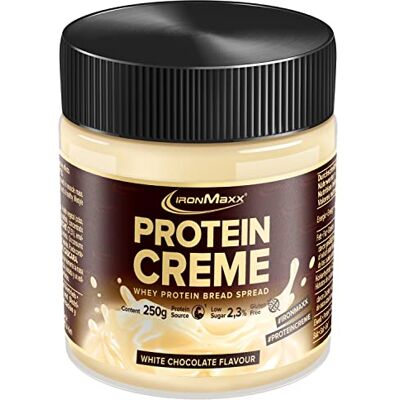 IronMaxx Protein Creme White Chocolate 250g Lecker-cremiger High Protein Brotaufstrich mit wenig Zucker, Low-Carb & glutenfrei, Gesunde Aufstrich-Alternative IronMaxx Protein Creme White Chocolate 250g Lecker-cremiger High Protein Brotaufstrich mit wenig Zucker, Low-Carb & glutenfrei, Gesunde Aufstrich-Alternative