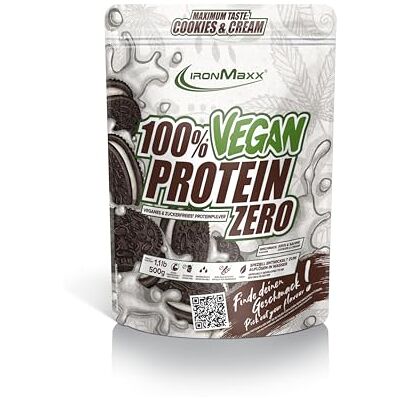 IronMaxx 100% Vegan Protein Zero Cookies & Cream 500g Veganes Eiweißpulver ohne Zucker Low Carb Protein Shake, High Protein, laktosefrei, geeignet für Muskelaufbau & Diät IronMaxx 100% Vegan Protein Zero Cookies & Cream 500g Veganes Eiweißpulver ohne Zucker Low Carb Protein Shake, High Protein, laktosefrei, geeignet für Muskelaufbau & Diät