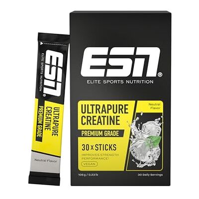 ESN Ultrapure Creatine Monohydrate Sticks, 30 Sticks, 30 Portionen, Neutral, Creatin Pulver, mikrofein & perfekt löslich, vegan made in Germany ESN Ultrapure Creatine Monohydrate Sticks, 30 Sticks, 30 Portionen, Neutral, Creatin Pulver, mikrofein & perfekt löslich, vegan made in Germany