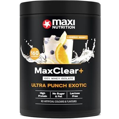 MaxiNutrition MaxClear+ Ultra Punch Exotic, 300 g Protein Eistee, 79% Eiweiß, mit Koffein, zuckerfrei, fettfrei, ohne künstliche Aromen MaxiNutrition MaxClear+ Ultra Punch Exotic, 300 g Protein Eistee, 79% Eiweiß, mit Koffein, zuckerfrei, fettfrei, ohne künstliche Aromen