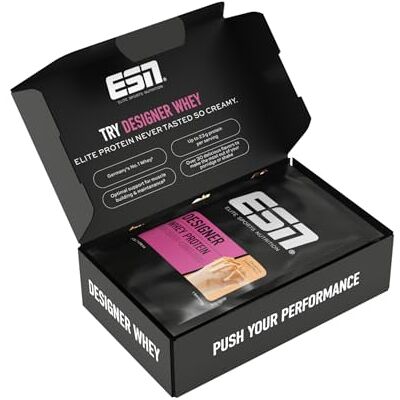 ESN Designer Whey Proteinpulver, Taster Box, 5 x 30 g Bis zu 23 g Protein pro Portion, ideal zum Muskelaufbau und -erhalt, made in Germany ESN Designer Whey Proteinpulver, Taster Box, 5 x 30 g Bis zu 23 g Protein pro Portion, ideal zum Muskelaufbau und -erhalt, made in Germany