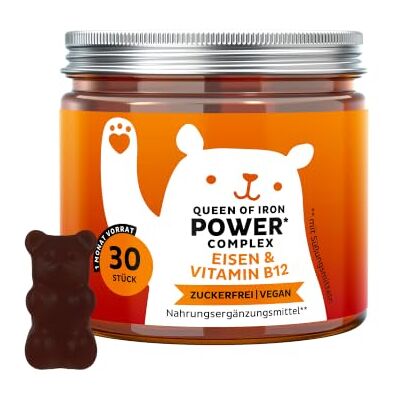 Bears with Benefits Gummibärchen Eisen, Vitamin B12 Energie- 30 Stück Queen of Iron Power Complex Eisen, Vitamin B12, D, B1, C, B6, Jod Vorrat für 1 Monat Zuckerfrei, Vegan Bears with Benefits Gummibärchen Eisen, Vitamin B12 Energie- 30 Stück Queen of Iron Power Complex Eisen, Vitamin B12, D, B1, C, B6, Jod Vorrat für 1 Monat Zuckerfrei, Vegan