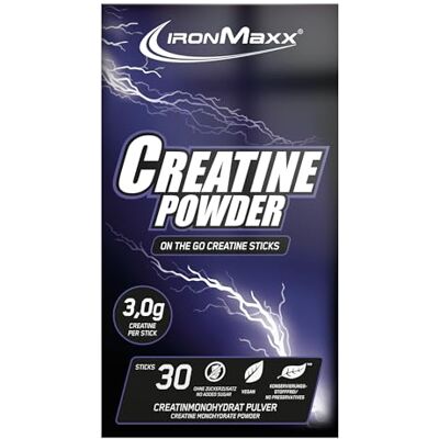 IronMaxx Creatine Powder 30x3.4g Sticks Neutral Hochdosiertes Creatin Pulver mit 3 g Creatin pro Portion Zuckerfrei & ohne Zusatzstoffe Für Schnellkrafttraining IronMaxx Creatine Powder 30x3.4g Sticks Neutral Hochdosiertes Creatin Pulver mit 3 g Creatin pro Portion Zuckerfrei & ohne Zusatzstoffe Für Schnellkrafttraining