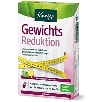 Kneipp Gewichts-Reduktion Nahrungsergänzung zur Verstärkung des Sättigungsgefühls, passend zu Diäten natürlicher Pflanzenextrakt aus Konjak-Wurzel & Glucomannan Abnehmen 40 Kapseln Kneipp Gewichts-Reduktion Nahrungsergänzung zur Verstärkung des Sättigungsgefühls, passend zu Diäten natürlicher Pflanzenextrakt aus Konjak-Wurzel & Glucomannan Abnehmen 40 Kapseln