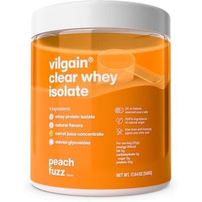 Vilgain Clear Whey Isolate (500 g) – Peach Fuzz, Erfrischende Protein Limonade mit 85% Eiweiß, Fettfreies Molkenprotein Isolat Ohne Sucralose, Natürliche Süße mit Stevia für Muskelaufbau & Diät Vilgain Clear Whey Isolate (500 g) – Peach Fuzz, Erfrischende Protein Limonade mit 85% Eiweiß, Fettfreies Molkenprotein Isolat Ohne Sucralose, Natürliche Süße mit Stevia für Muskelaufbau & Diät