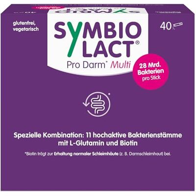 SYMBIOPHARM SymbioLact Pro Darm* Multi unterstützt den Darm während & nach der Einnahme von Antibiotika* mit Milchsäurebakterien, Biotin und Glutamin 28 Mrd. Bakterien glutenfrei 40 Sticks SYMBIOPHARM SymbioLact Pro Darm* Multi unterstützt den Darm während & nach der Einnahme von Antibiotika* mit Milchsäurebakterien, Biotin und Glutamin 28 Mrd. Bakterien glutenfrei 40 Sticks