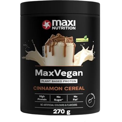 MaxiNutrition MaxVegan Protein Pulver Zimt, 270 g, Cinnamon Cereal 23 g Eiweiß, Soja- und Ackerbohnenprotein, cremig, Zuckerfrei und fettarm MaxiNutrition MaxVegan Protein Pulver Zimt, 270 g, Cinnamon Cereal 23 g Eiweiß, Soja- und Ackerbohnenprotein, cremig, Zuckerfrei und fettarm