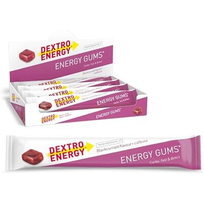 Dextro Energy Gums Blackcurrant + Caffeine 8x45g (8er Pack) High Carb Sport Gummies zur schnellen Kohlenhydrate Versorgung Dextro Energy Gums Blackcurrant + Caffeine 8x45g (8er Pack) High Carb Sport Gummies zur schnellen Kohlenhydrate Versorgung