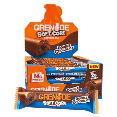 Grenade Soft Core Proteinriegel, Geschmack Doppel-Schokolade, 12 x 50 g Hoher Proteingehalt, Riegel mit wenig Zucker und weichem Kern, Mit über 14 g Protein & weniger als 2 g Zucker pro 50-g-Riegel Grenade Soft Core Proteinriegel, Geschmack Doppel-Schokolade, 12 x 50 g Hoher Proteingehalt, Riegel mit wenig Zucker und weichem Kern, Mit über 14 g Protein & weniger als 2 g Zucker pro 50-g-Riegel