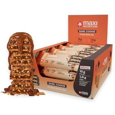 MaxiNutrition Dark Cookie Protein Waffle Bar, 26% Eiweiß, 190 kcal, (12 Eiweißriegel x 39g), Ohne Zuckerzusatz MaxiNutrition Dark Cookie Protein Waffle Bar, 26% Eiweiß, 190 kcal, (12 Eiweißriegel x 39g), Ohne Zuckerzusatz