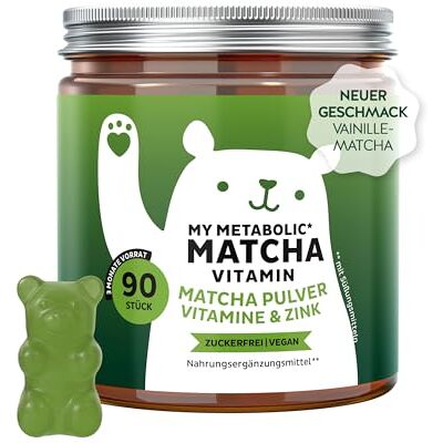 Bears with Benefits Gummibärchen Matcha Energie Stoffwechsel 90 Stück My Metabolic Matcha Vitamin Matcha Pulver, Vitamin B12, B2, Zink, Niacin Vorrat für 3 Monate Zuckerfrei, Vegan Bears with Benefits Gummibärchen Matcha Energie Stoffwechsel 90 Stück My Metabolic Matcha Vitamin Matcha Pulver, Vitamin B12, B2, Zink, Niacin Vorrat für 3 Monate Zuckerfrei, Vegan
