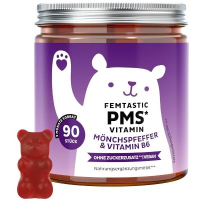 Bears with Benefits Gummibärchen Mönchspfeffer 90 Stücks Femtastic Vitamin Mönchspfeffer mit Vitamin B6 Vorrat für 3 Monate ohne Zuckerzusatz, Vegan Bears with Benefits Gummibärchen Mönchspfeffer 90 Stücks Femtastic Vitamin Mönchspfeffer mit Vitamin B6 Vorrat für 3 Monate ohne Zuckerzusatz, Vegan