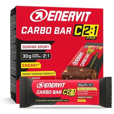 ENERVIT Carbo Bar C2:1PRO Brownie – Vegan Energieriegel mit 30 g Kohlenhydraten und 50% schneller absorbierten Kohlenhydraten, Schokoladengeschmack, für Ausdauersport, Glutenfrei, 12 Riegel à 45 g ENERVIT Carbo Bar C2:1PRO Brownie – Vegan Energieriegel mit 30 g Kohlenhydraten und 50% schneller absorbierten Kohlenhydraten, Schokoladengeschmack, für Ausdauersport, Glutenfrei, 12 Riegel à 45 g