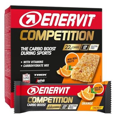 ENERVIT Competition Bar Orange – Energieriegel mit Stücken von Orange, 22 g Kohlenhydrate, innovative Formel für Aktivitäten mit hoher Intensität, Vegan, Glutenfrei, 12 Riegel à 30 g ENERVIT Competition Bar Orange – Energieriegel mit Stücken von Orange, 22 g Kohlenhydrate, innovative Formel für Aktivitäten mit hoher Intensität, Vegan, Glutenfrei, 12 Riegel à 30 g