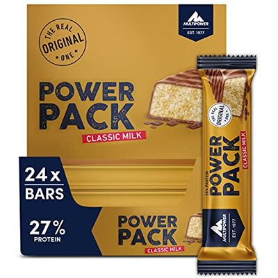 Multipower Power Pack Classic Milk Protein Riegel, Banane-Vanille, 24x35g 28% Protein, Eiweißriegel, Gesunder Sport-Snack Multipower Power Pack Classic Milk Protein Riegel, Banane-Vanille, 24x35g 28% Protein, Eiweißriegel, Gesunder Sport-Snack