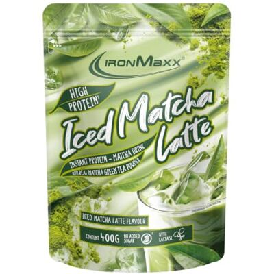 IronMaxx Iced Matcha Latte – 400g Beutel Proteinreicher Matcha-Drink mit grünem Tee Ohne Zuckerzusatz Kalt genießen IronMaxx Iced Matcha Latte – 400g Beutel Proteinreicher Matcha-Drink mit grünem Tee Ohne Zuckerzusatz Kalt genießen