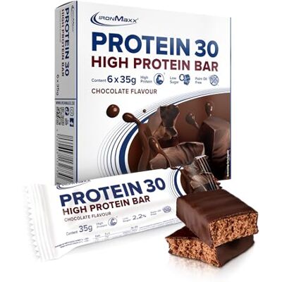 IronMaxx Protein 30 Eiweißriegel – Schokolade 6x35g High Protein Bar 30% Eiweiß, Low Carb & zuckerreduziert Vitaminreicher Fitness Snack für Muskelaufbau & Diät IronMaxx Protein 30 Eiweißriegel – Schokolade 6x35g High Protein Bar 30% Eiweiß, Low Carb & zuckerreduziert Vitaminreicher Fitness Snack für Muskelaufbau & Diät