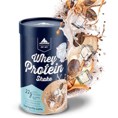 Multipower Whey Protein Shake Pulver 420g, Protein Pulver mit Iced Vanilla Latte Geschmack und Vitamin B6, ideal zur Regeneration des Körpers nach dem Sport Multipower Whey Protein Shake Pulver 420g, Protein Pulver mit Iced Vanilla Latte Geschmack und Vitamin B6, ideal zur Regeneration des Körpers nach dem Sport