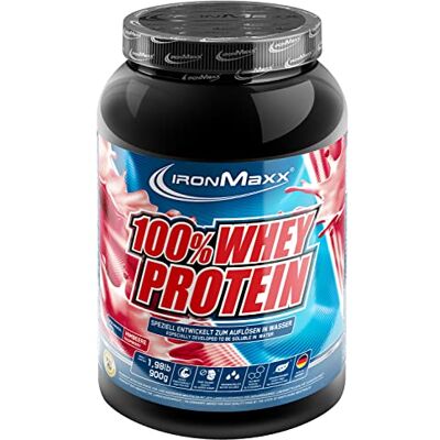 IronMaxx 100% Whey Protein Pulver 900g Raspberry Cremiger Eiweißshake mit BCAAs & EAAs High Protein, Low Carb & zuckerarm Ideal für Muskelaufbau & Fitness Design kann variieren IronMaxx 100% Whey Protein Pulver 900g Raspberry Cremiger Eiweißshake mit BCAAs & EAAs High Protein, Low Carb & zuckerarm Ideal für Muskelaufbau & Fitness Design kann variieren