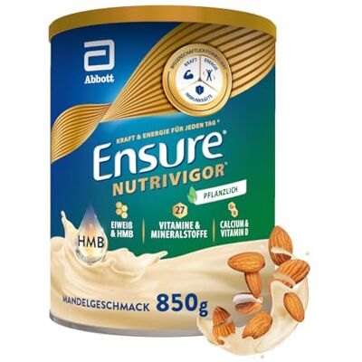 Ensure NutriVigor Plant Based 850g Mandelgeschmack Nahrungsergänzungsshake: Proteine, 27 Vitamine & Mineralstoffe, Vitamin C, Vitamin D, Zink und Magnesium – Für eine gesunde, ausgewogene Ernährung Ensure NutriVigor Plant Based 850g Mandelgeschmack Nahrungsergänzungsshake: Proteine, 27 Vitamine & Mineralstoffe, Vitamin C, Vitamin D, Zink und Magnesium – Für eine gesunde, ausgewogene Ernährung