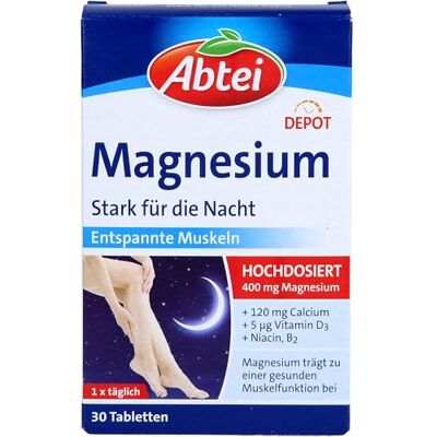 Abtei Magnesium Stark für die Nacht für entspannte Muskeln während dem Schlaf Hochdosiert Glutenfrei, laktosefrei, für Vegetarier geeignet 30 Tabletten Abtei Magnesium Stark für die Nacht für entspannte Muskeln während dem Schlaf Hochdosiert Glutenfrei, laktosefrei, für Vegetarier geeignet 30 Tabletten