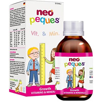 NEO PEQUES Growth Multivitamin Sirup (150 ml), Multivitamin für Kinder ab 6 Monaten, Nahrungsergänzungsmittel mit essenziellen Vitaminen und Mineralstoffen für das Wachstum, Orangengeschmack NEO PEQUES Growth Multivitamin Sirup (150 ml), Multivitamin für Kinder ab 6 Monaten, Nahrungsergänzungsmittel mit essenziellen Vitaminen und Mineralstoffen für das Wachstum, Orangengeschmack