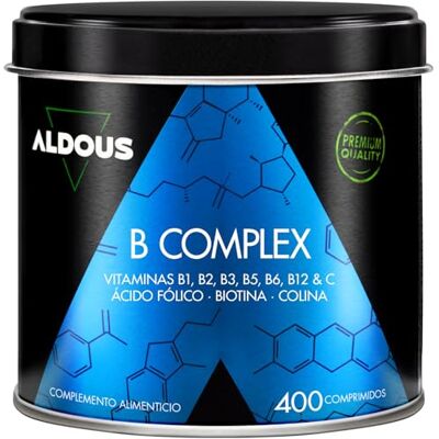 Aldous Bio Vitamin B Komplex mit Vitamin C 400 Tabletten (+12 Monate) B Vitamine + B12, B1, B2, B3, B5, B6, Folsäure, Biotin, Cholin Vegan, Hochdosiert ALDOUS Aldous Bio Vitamin B Komplex mit Vitamin C 400 Tabletten (+12 Monate) B Vitamine + B12, B1, B2, B3, B5, B6, Folsäure, Biotin, Cholin Vegan, Hochdosiert ALDOUS